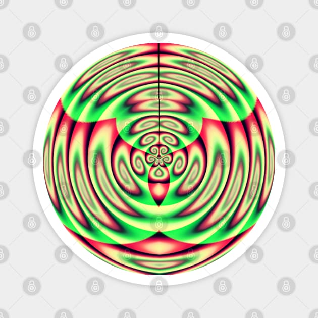 Abstract Red Green Yellow Ornamental Circle Design Magnet by Mazz M